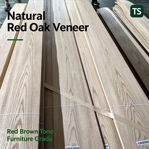 Chapa de Madera de Roble Rojo Americano de 0.8mm, Corte Corona, Tono Rojo Marrón, para Revestimiento de Puertas, Paneles de Pared y Muebles - Product Image 1