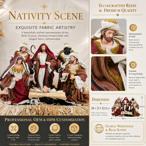 Ensemble complet de crèche de Noël, sculpture artisanale, Sainte Famille, <span class=keywords><strong>les</strong></span> Trois <span class=keywords><strong>Rois</strong></span> <span class=keywords><strong>Mages</strong></span>, figurine en résine et tissu réel, Noël, religieux - Product Image 2