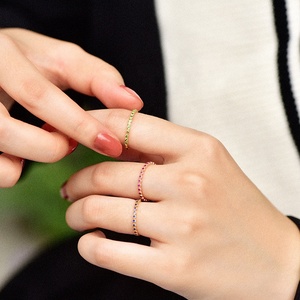 Tùy Chỉnh 18K Rắn Vàng Sapphire <span class=keywords><strong>Ruby</strong></span> Tsavorite Nhẫn Đá Quý Nhẫn 2019 - Product Image 3