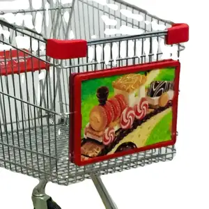 MOQ 200 PCS 미국 식료품점 쇼핑 트롤리 광고 표시판, 슈퍼마켓 손수레 광고 표시 구조