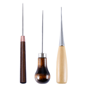 Kit de 3 aiguilles à coudre à la main en cuir avec manche en bois pour la réparation et l'artisanat du cuir - Product Image 1
