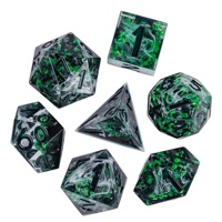 Pour Logo personnalisable Polyhedral RPG Résine 7 pièces Jeu de dés moulés Vert avec bord tranchant pour donjons et dragons adultes