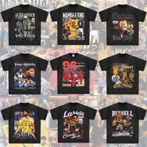 <span class=keywords><strong>Camiseta</strong></span> Retro con Estampado de Estrellas del Fútbol Americano: Clarkson, Curry, Irving, James, Morant, Manga Corta, Lavada - Product Image 1
