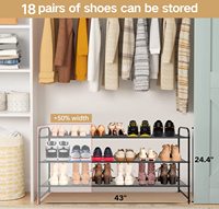 Rak Sepatu Logam Panjang untuk Lemari, Organizer Sepatu untuk Pintu Masuk, Rak Penyimpanan Sepatu Lebar yang Dapat Ditumpuk, Rak Kawat Kokoh Modern untuk Ruang Makan