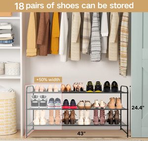 Metal Long Shoe Rack for Closet Shoe Organizer for Entryway Wide Stackable Shoe Storage <b>Shelf</b> With Sturdy <b>Wire</b> Grid for Closet - Product Image 4