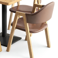 Ensemble table et chaises de restaurant en bois nordique, mobilier de salle à manger rembourré pour café, salon de thé, usage commercial