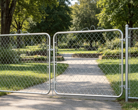 Portail de sécurité en treillis losange galvanisé à double ouverture pour clôture à mailles losangées, idéal pour la cour résidentielle, le jardin et l'entrée de la propriété