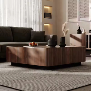 Italian Minimalist <strong>Black</strong> Walnut Solid Wood Coffee <strong>Table</strong> Square Storage Nordic Furniture Modern <strong>Small</strong> House Coffee <strong>Table</strong> - Product Image 6