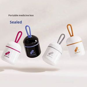 Mini organisateur de pilules hebdomadaire à deux compartiments, boîte à médicaments résistante aux enfants, étui de voyage avec poignée, rangement de capsules, en PP de qualité alimentaire - Product Image 2