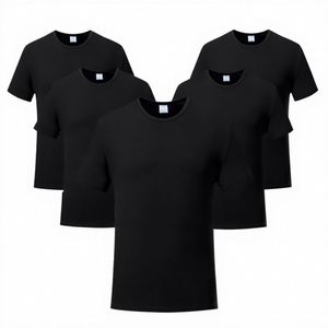 เสื้อยืดคอกลมแขนสั้นผ้าซาตินสีดำ 100% โพลีเอสเตอร์ ไซส์ US สำหรับผู้ชาย พิมพ์โลโก้แบบรีดร้อน แห้งเร็ว ระบายอากาศได้ดี - Product Image 1