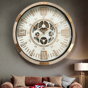 Contemporaneo orologio <span class=keywords><strong>da</strong></span> <span class=keywords><strong>parete</strong></span> in legno <span class=keywords><strong>da</strong></span> <span class=keywords><strong>50</strong></span> <span class=keywords><strong>CM</strong></span> con ingranaggi mobili Display ago per la decorazione di casa soggiorno - Product Image 4