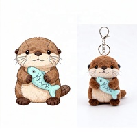 Peluche personnalisée adorable de loutre de mer, jouet pour enfants, porte-clés, petite poupée mignonne, peluches, jouets, cadeau pour adultes avec poisson bleu câlin
