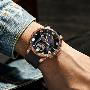 <span class=keywords><strong>Montre</strong></span> mécanique automatique Black Panther, design squelette en cristal, style super-héros pour homme, édition limitée de luxe, bracelet en silicone de haute qualité - Product Image 5