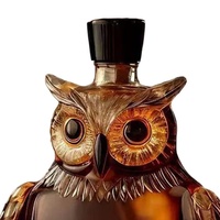 Carafe à whisky en verre borosilicate de haute qualité, créative en forme de hibou, personnalisable, classique pour whisky, vodka, vin – Ensemble