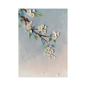Peinture à l'huile peinte à la main, art mural 3D en forme de fleur de prunier, pour salon, chambre à coucher, toile décorative, style impressionnisme - Product Image 5