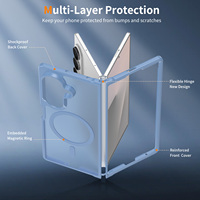 Casing Ponsel Magnetik Transparan Biru Muda untuk Samsung Z Fold 7 8 Ultra iPhone Duo, Sentuhan Lembut, Anti Benturan, Grosir