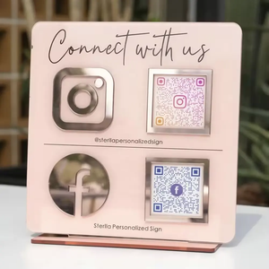 Placas de Acrílico com Código QR para Redes Sociais, Displays Arqueados Escaneáveis para Instagram, para Negócios, Salões, Restaurantes e Bares - Product Image 2