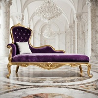 Chaise longue monoplace en bois massif de style européen, lit de beauté français, tabouret de bout de lit, chaise impératrice