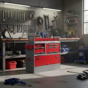 Armoire de rangement en plastique pour l'automobile EF2 5006, cadre métallique rouge, organisateur d'outils, équipement d'atelier - Product Image 3