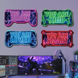 Wooden Creative <b>Hanging</b> Sign Rectangle Macaron Colors <b>Wall</b> <b>Decor</b> For Esports Room Home Decoration Back To School - Product Image 2