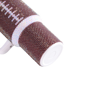 Mug de voyage isotherme en acier inoxydable 40oz avec strass, poignée et paille, écologique, personnalisable en couleur et logo - Product Image 3