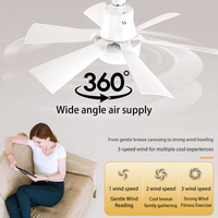Ventilateur de plafond LED à moteur DC dimmable de 20,47 pouces avec 6 pales, 3 vitesses, base E27 pour salon et chambre à coucher