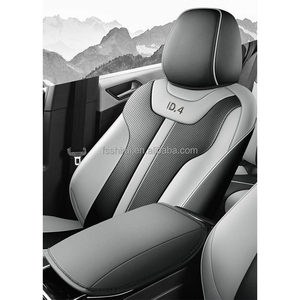 Autostoelhoezen Volledige Set voor V-W ID.4 ID4 id 4 Pro/Pure/Pro Performance 2021-2025, PU lederen Zitkussenbeschermers Waterdichte Antislip Stoelhoes Accessoires,C/9pcs Set Red