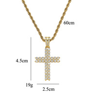 Usine Vente Chaude Hip Hop Laiton CZ Croix Pendentif Collier Plein Bling Zircon Or Argent Métal Couleur Placage Chaîne