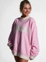 Sweatshirt Mockneck Wanita Logo Kustom Cetak HD Bordir Katun Fleece Oversized Pullover