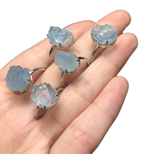 Atacado Aquamarine Rough Stone <span class=keywords><strong>Ring</strong></span> Com Cobre Ajuste Cristal Anéis Moda Natural Aquamarine Anel para Mulheres e Homens - Product Image 1