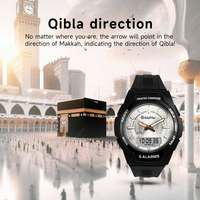 Jam Tangan Fajr Stainless Steel Persegi Berkualitas Baik Tahan Air 20m Jam Alarm Digital Azan Kiblat Muslim Jam Sholat Islami Mewah