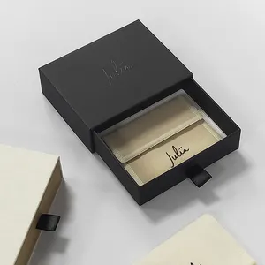 定制标志礼品套装包装滑动黑色珠宝盒