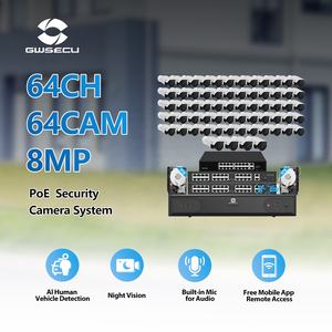 Système de caméra de <span class=keywords><strong>surveillance</strong></span> CCTV étanche GWSECU 64 canaux, disque dur 16 To, 64x 8MP, PoE IP, grand angle, <span class=keywords><strong>application</strong></span> AI, vision nocturne - Product Image 2