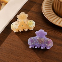 Pince à cheveux YJL au design unique haut de gamme en acétate, nouvelle pince requin moyenne taille avec strass colorés et coquille, logo personnalisable
