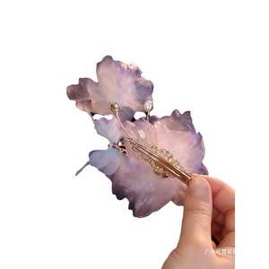 Handmade Silk Hair <b>Clip</b> Purple Floral Side <b>Clip</b> Women Headdress Yunnan Origin Manual Crafted Tang Dynasty Style - Product Image 5