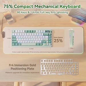 Teclado Mecánico Inalámbrico OEM ODM Nova75, Teclado para Juegos, Trimodal, Bluetooth, 2.4GHz, USB-C, Retroiluminación RGB, Placa FR4, Interruptores Intercambiables <span class=keywords><strong>en</strong></span> Caliente - Product Image 3