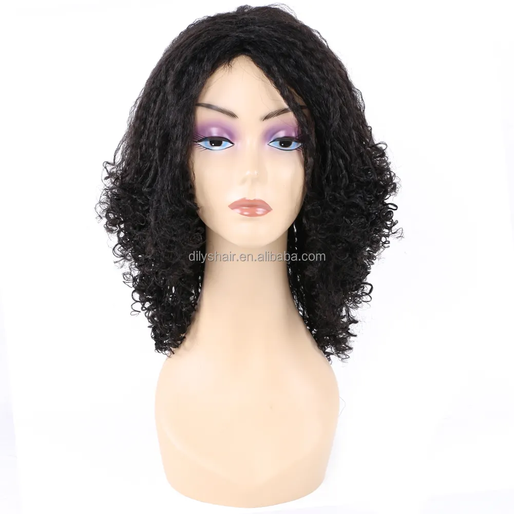 12 "लंबे एफ्रो घुंघराले गांठदार बॉब Wigs काले महिलाओं के लिए