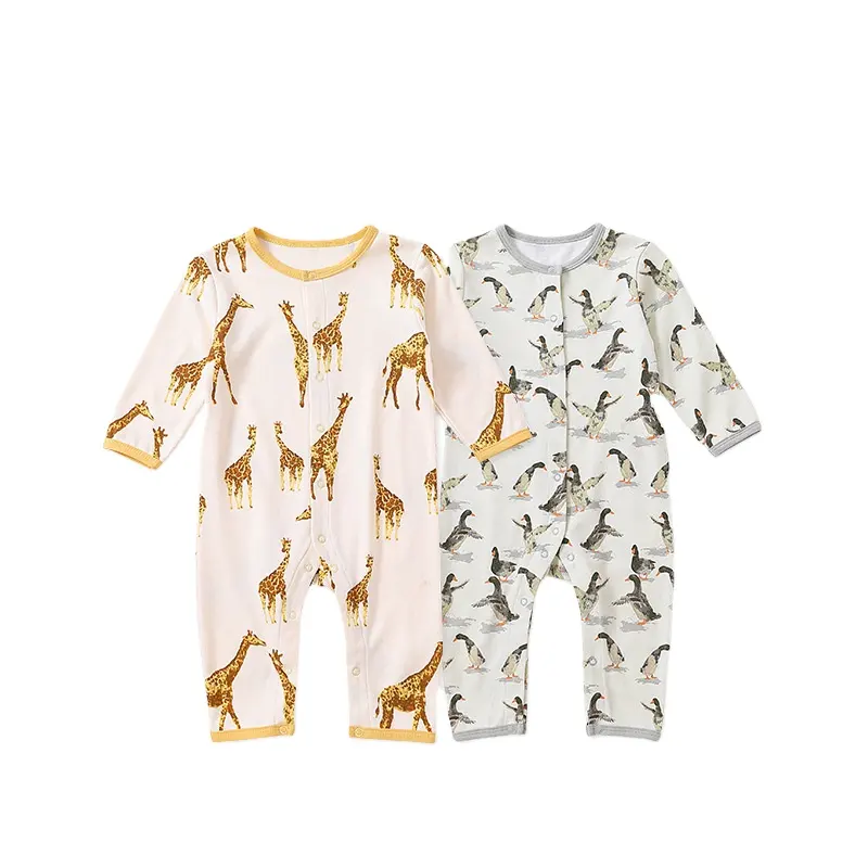 Macacão infantil para recém-nascidos, roupas de algodão de manga longa para meninos e meninas, 1 peça