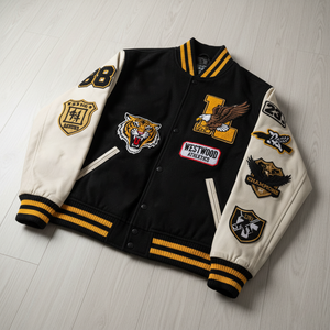 Chaquetas Varsity con Logotipo Personalizado Bordado en Poliéster, Mangas con Letras, Tallas Grandes, para Equipos de Béisbol, Unisex, Primavera, Formales, Resistentes al Agua - Product Image 1