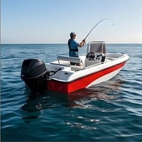Bateau de pêche en FRP 4,3 m, bateau côtier Chaser 430, petit bateau pour 4 personnes avec moteur hors-bord
