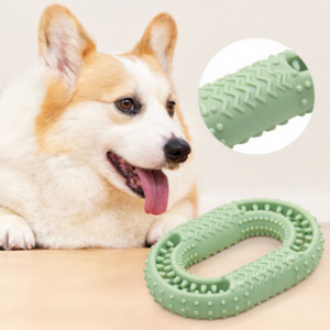 New Small Funny Dog Teething Toy Bone Shape Teeth Cleaning Interactive Squeak Rubber Chew Toy Indoor Use SORADD - Product Image 1
