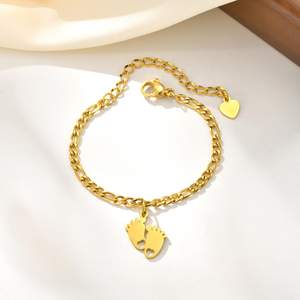 Tobillera <span class=keywords><strong>OZE</strong></span> 234 de acero inoxidable dorado para niños, calzado de cadena NK, tobillera tres a uno para niños conscientes de la moda - Product Image 2