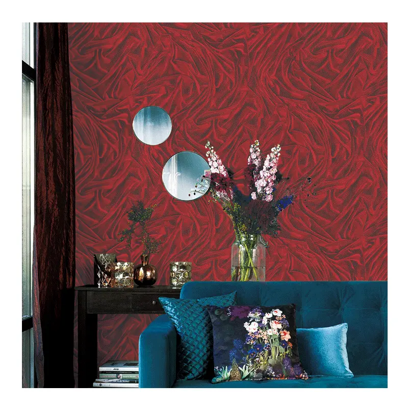 Topli 1.06m Deep Embossed Big Size PVC Waterproof flowers living room bedroom background wallpaper decoration Textile Wallpaper