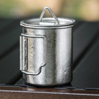 Tasse à eau, verre à vin, mug et bouteille d'eau en titane pur - Utilisation portable pour le camping en plein air et la maison avec couvercle