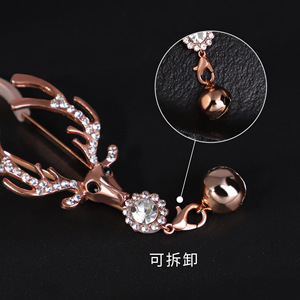 ที่หนีบหัวนมรูปเขากวางสีโรสโกลด์พร้อมกระดิ่งโลหะ ของเล่นทางเพศ SM BDSM รูปทรงสัตว์ ของขวัญสำหรับผู้ใหญ่ - Product Image 3