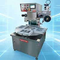 HYPERVAC Industriële Automatische Traysealmachine Draaitafel Voedsel Tray Sealer Vers Vlees Fruit Groente Verpakking 304