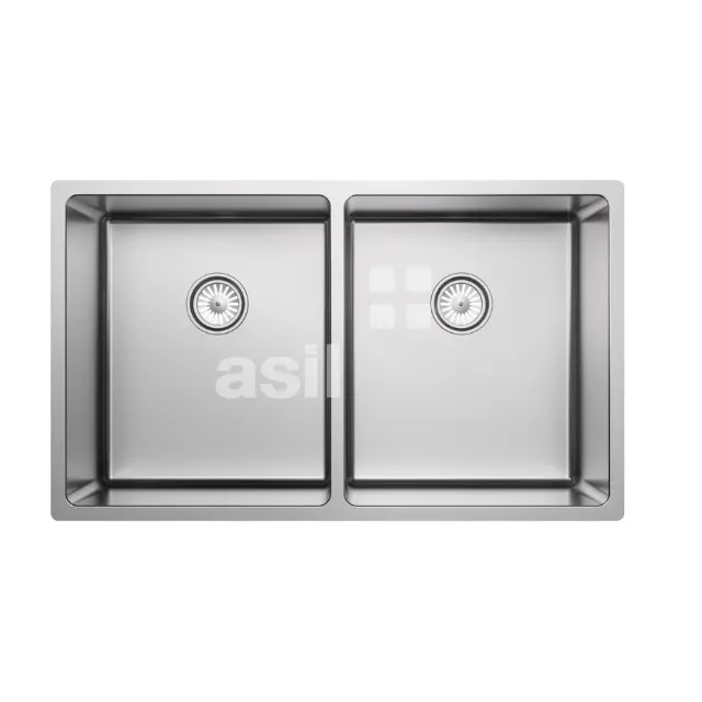 Évier de cuisine comme 370 Tiré 74x44 (34*40 + 34*40) 1,00 D.B. Évier en acier inoxydable 304 Évier en acier inoxydable Undermount Topmount