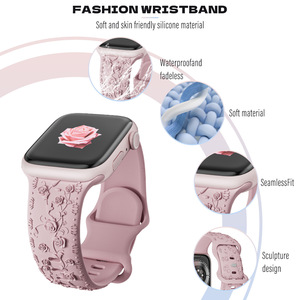 Correas <span class=keywords><strong>de</strong></span> Silicona <span class=keywords><strong>de</strong></span> Alta Gama para Reloj 9 Ultra, con Diseño <span class=keywords><strong>de</strong></span> Flor <span class=keywords><strong>de</strong></span> Rosa en Relieve - Product Image 3
