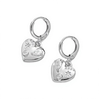 Boucles d'oreilles clous en zircon en forme de cœur pour femme, plaqué or, en cuivre, motif floral géométrique, bijoux d'oreille, cadeau, pour soirée