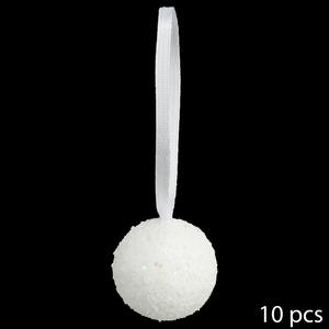 Juego de 10 bolas de plástico blancas, diámetro 6CM, CON BRILLANTINA - Product Image 1
